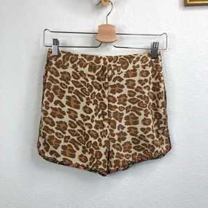 Tucker NYC Cheetah Leopard Ikat Pipe Silk Shorts